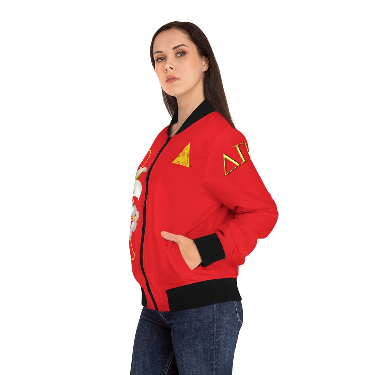 Women's Bomber Jacket (AOP) Delta Pi Felicitous XIV 1