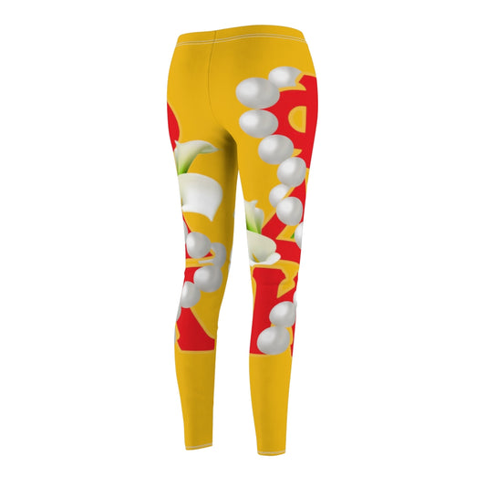 Women's All over Print Casual Leggings Yellow