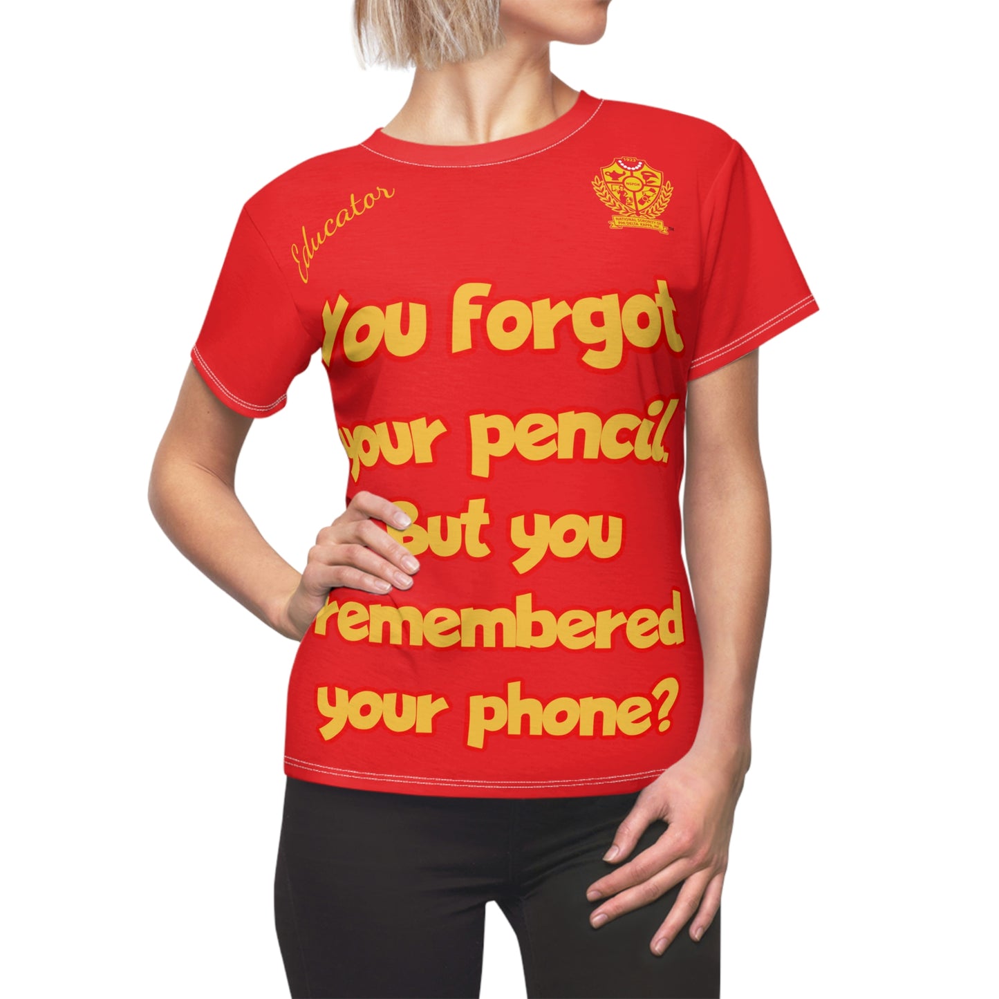 Women's AOP Popular Quote Tee Red 3