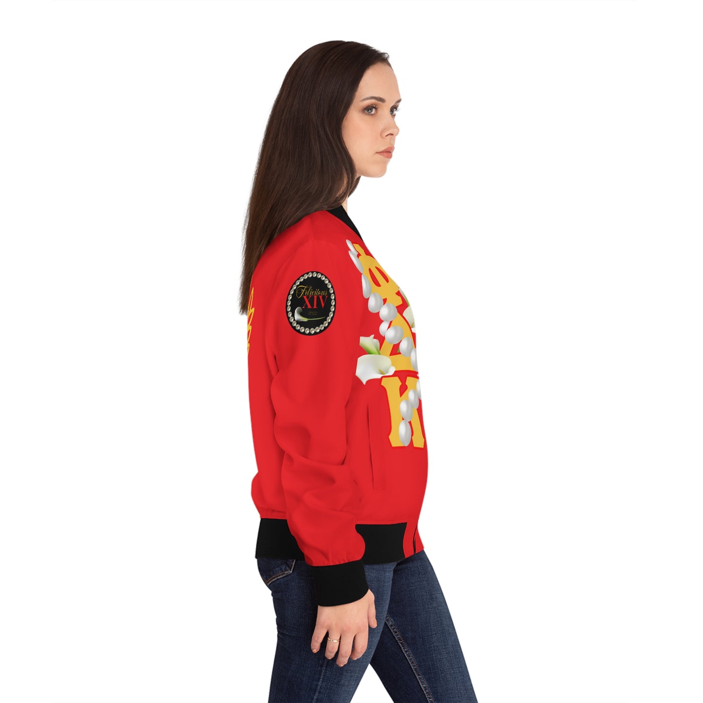 Women's Bomber Jacket 2 (AOP) Delta Pi Felicitous XIV 2