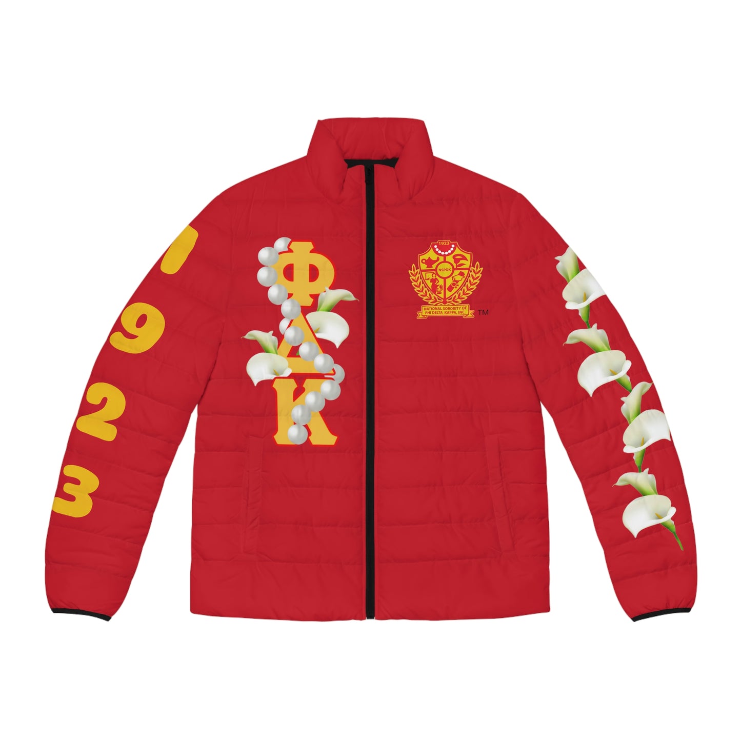 Unisex Puffer Jacket (AOP) Use sizing chart for best fit.