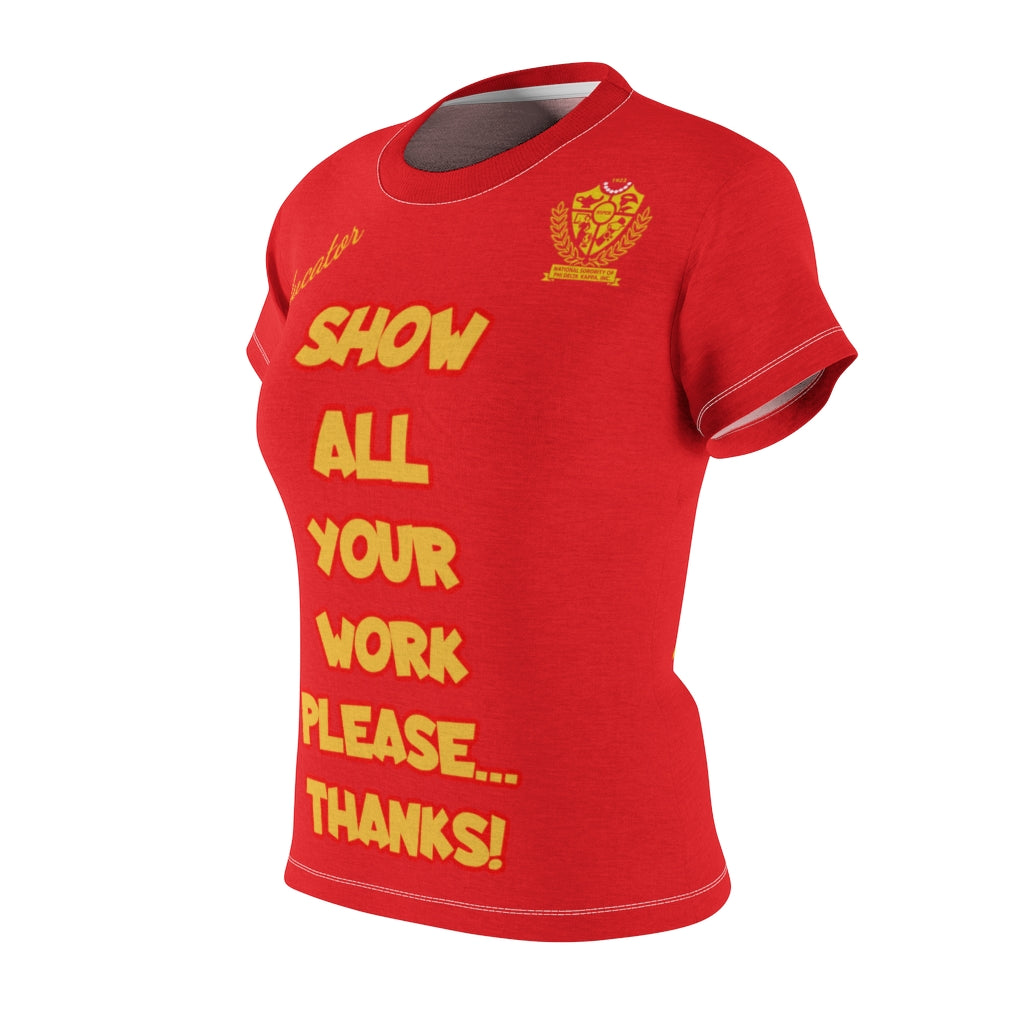 Women's AOP Popular Quote Tee Red 2