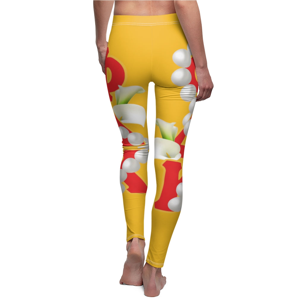 Women's All over Print Casual Leggings Yellow