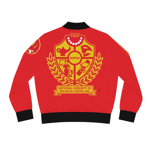 Women's Bomber Jacket Classic (AOP) Delta Pi Can be personalized