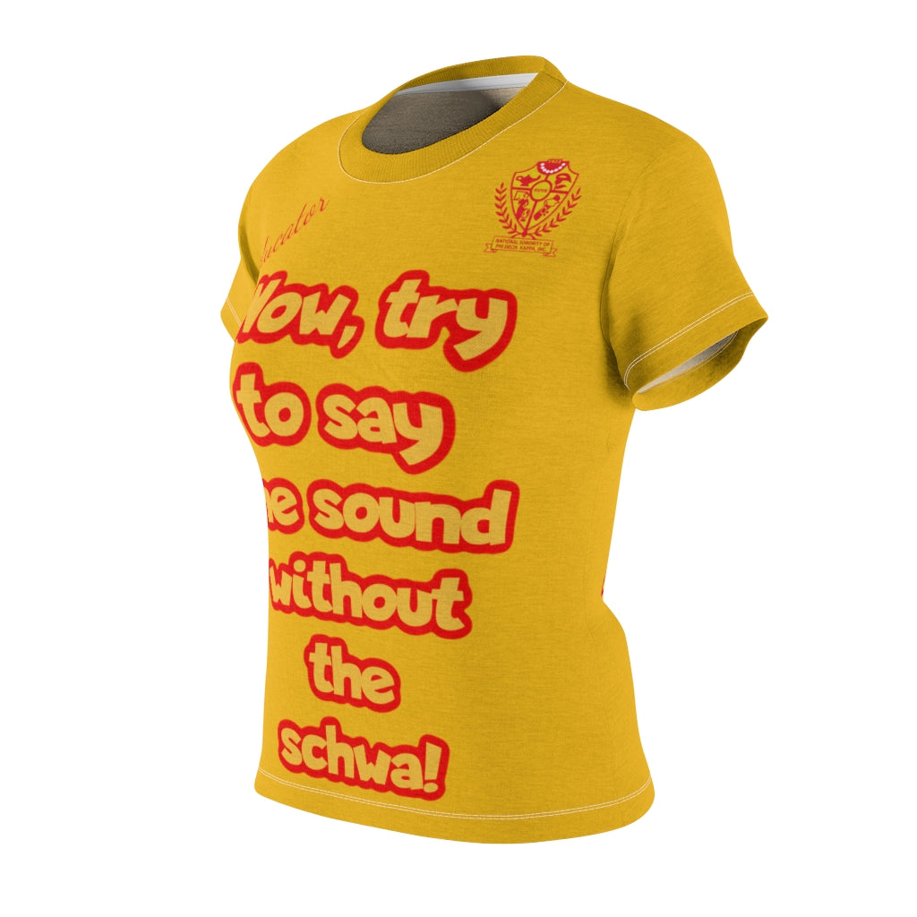 Women's AOP Popular Quote Tee Yellow 4