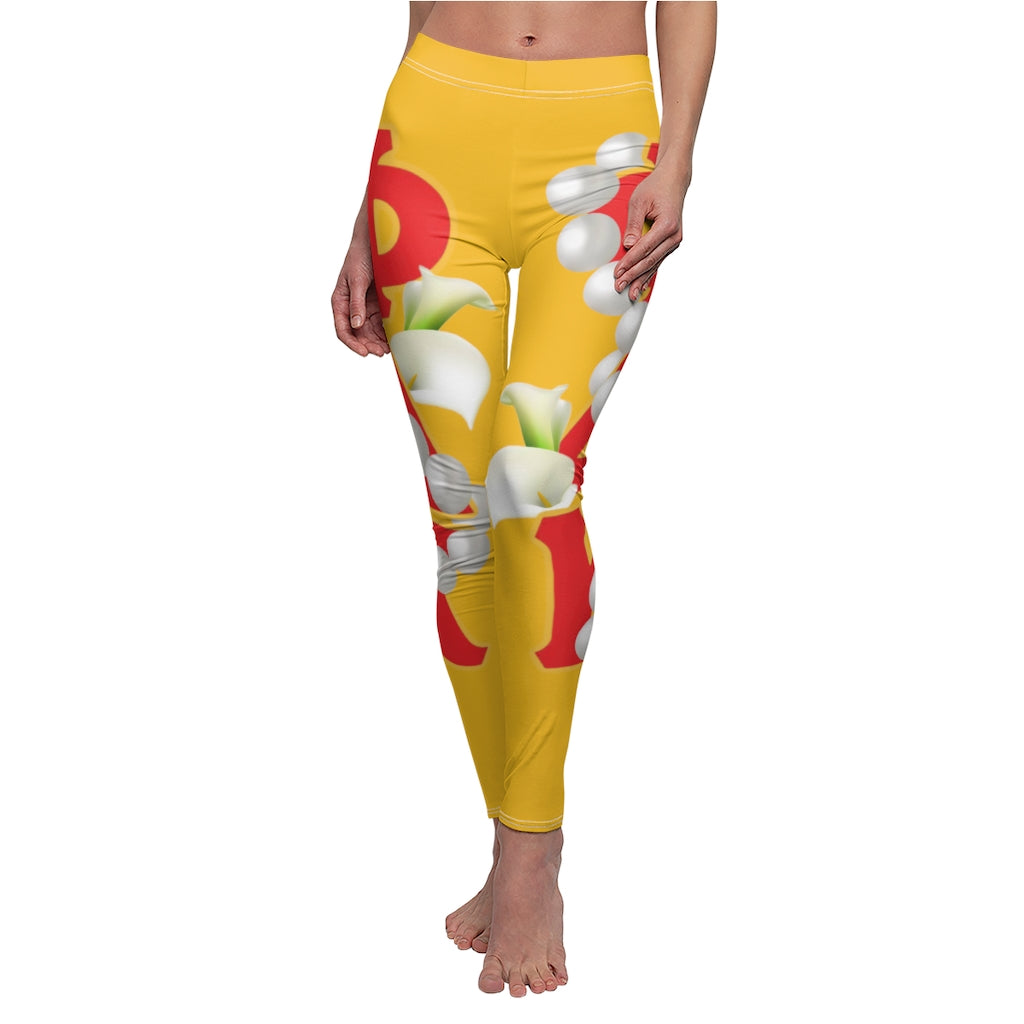 Women's All over Print Casual Leggings Yellow