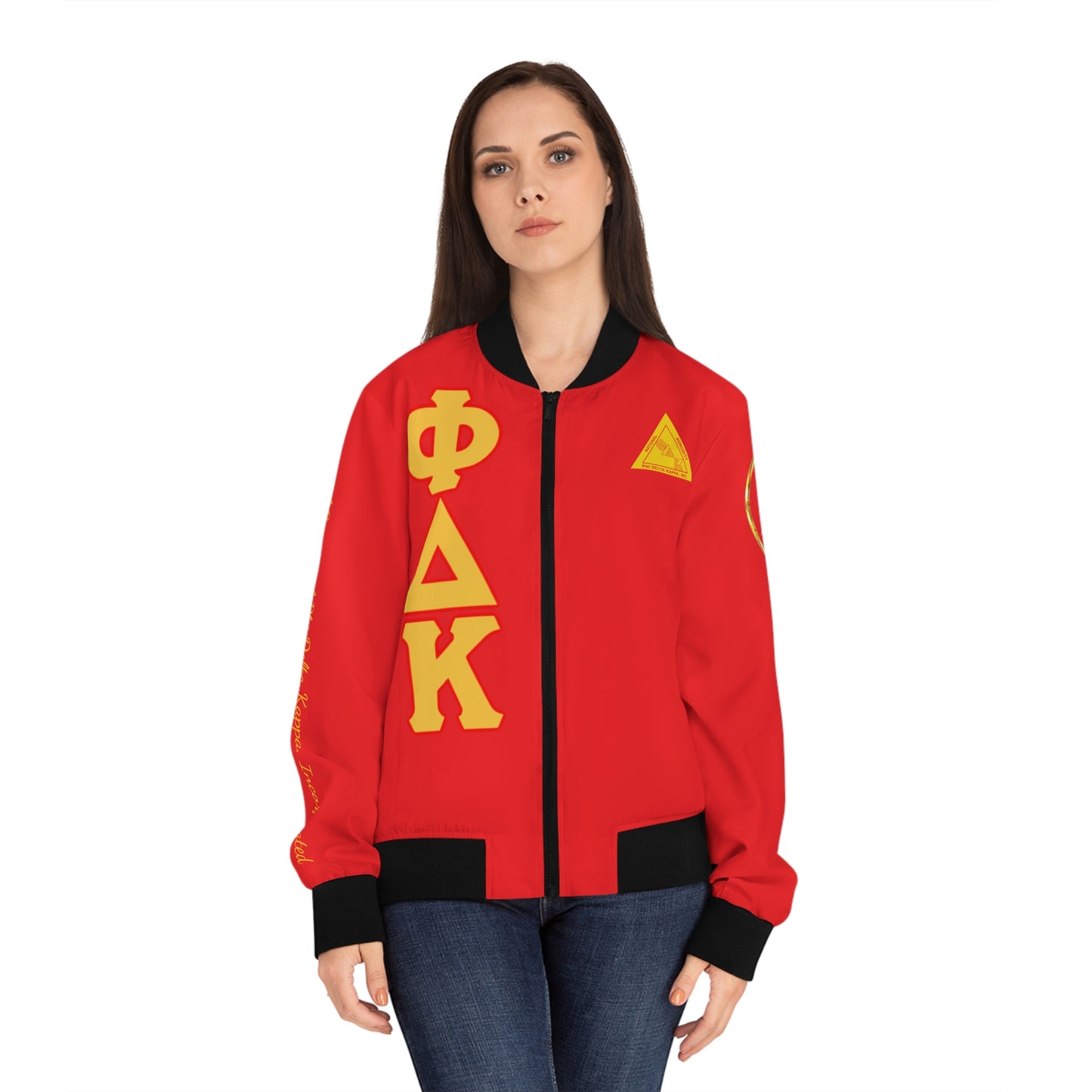 Women's Bomber Jacket Classic (AOP) Personalized for Soror Alma