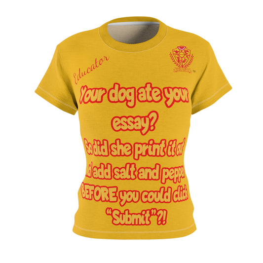 Women's AOP Popular Quote Tee Yellow 3