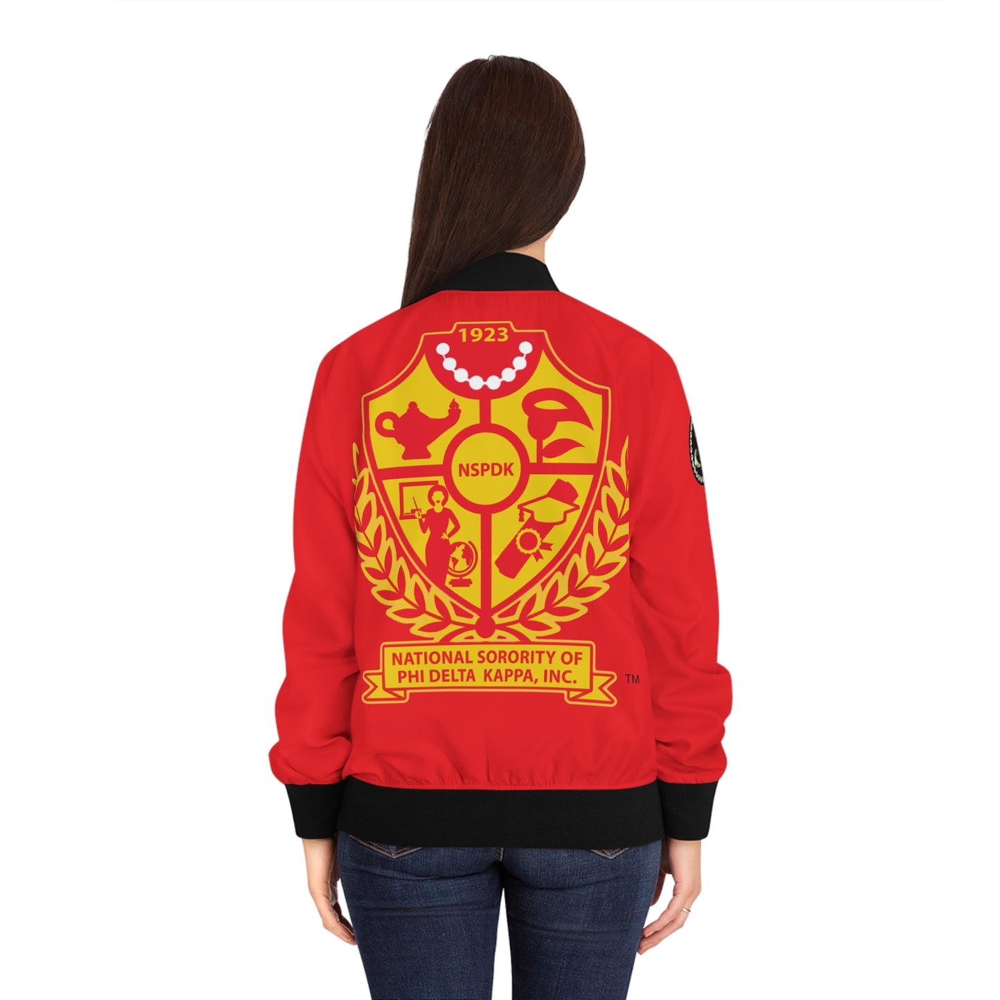 Women's Bomber Jacket (AOP) Delta Pi Felicitous XIV 1