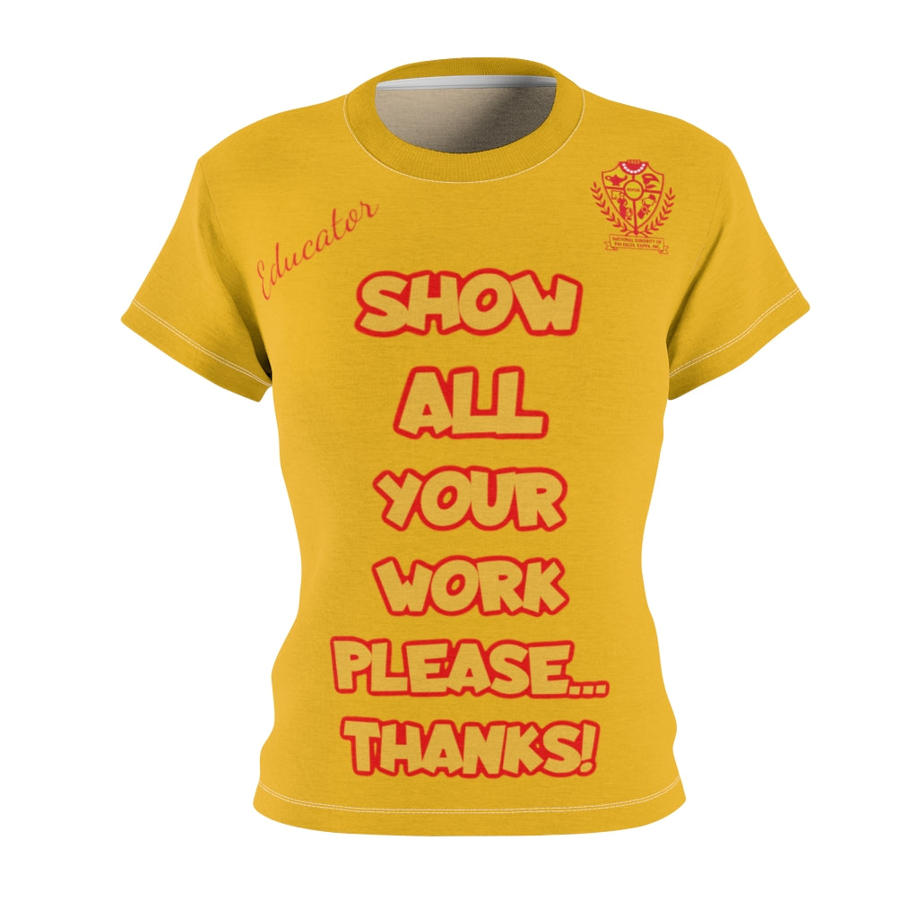 Women's AOP Popular Quote Tee Yellow 2