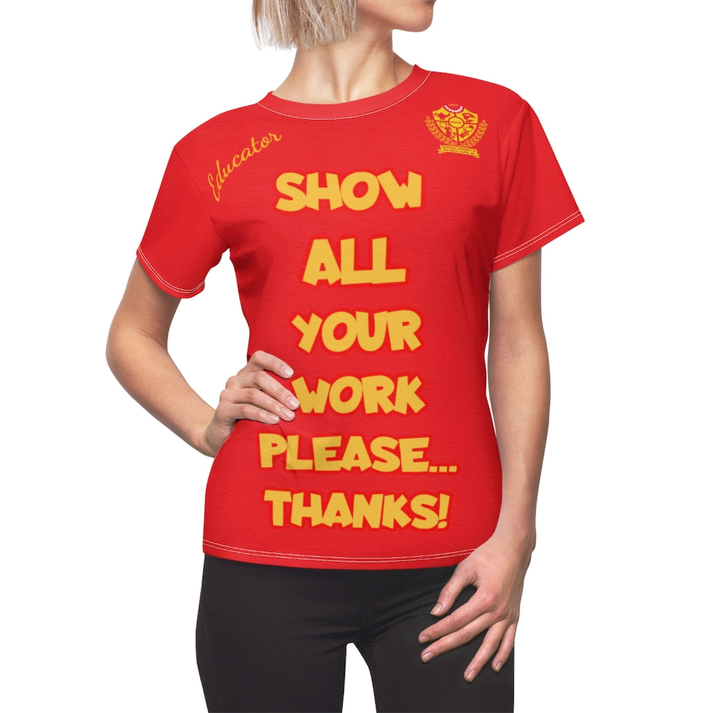 Women's AOP Popular Quote Tee Red 2