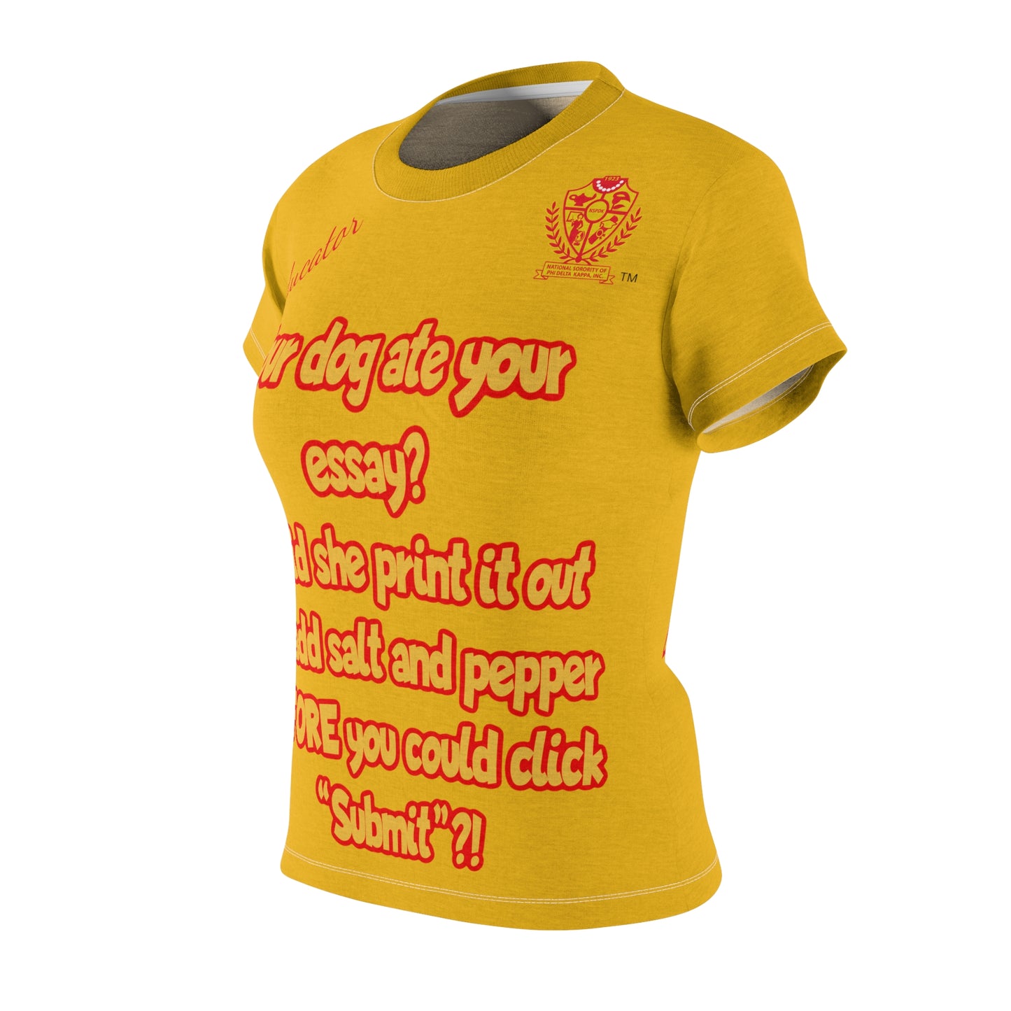 Women's AOP Popular Quote Tee Yellow 3