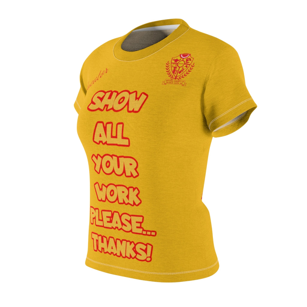 Women's AOP Popular Quote Tee Yellow 2