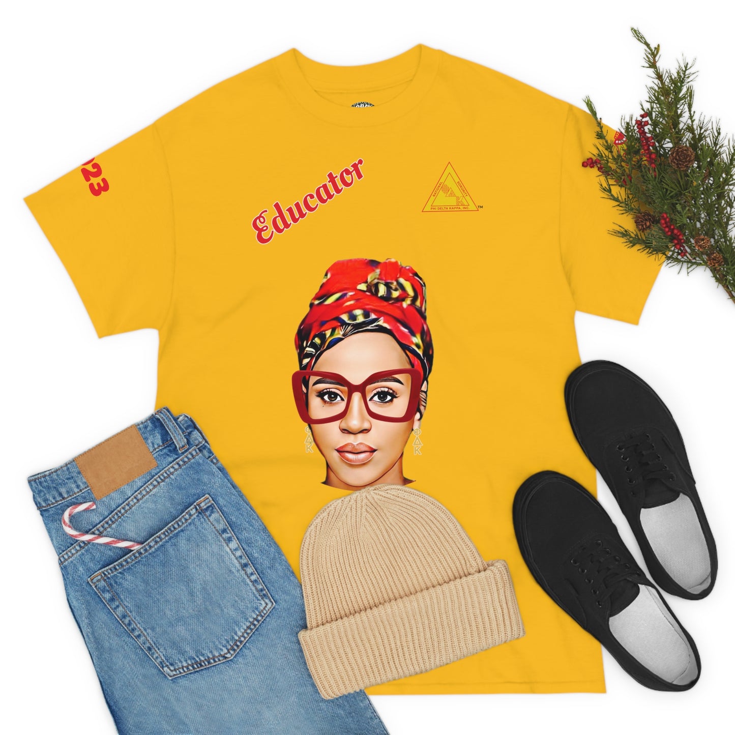 Educator Cross Tee Yellow 2 (Can be personalized)