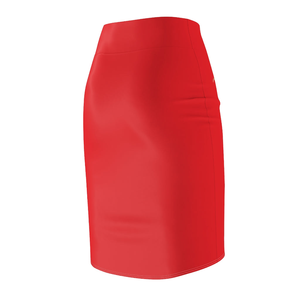 Calla Lily Love Pencil  Skirt Red