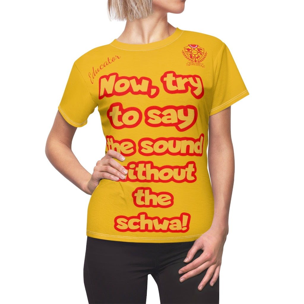 Women's AOP Popular Quote Tee Yellow 4