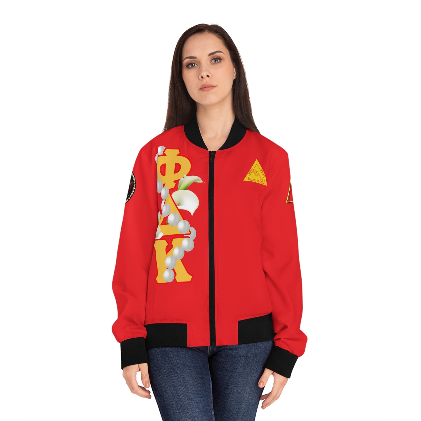 Women's Bomber Jacket 2 (AOP) Delta Pi Felicitous XIV 2