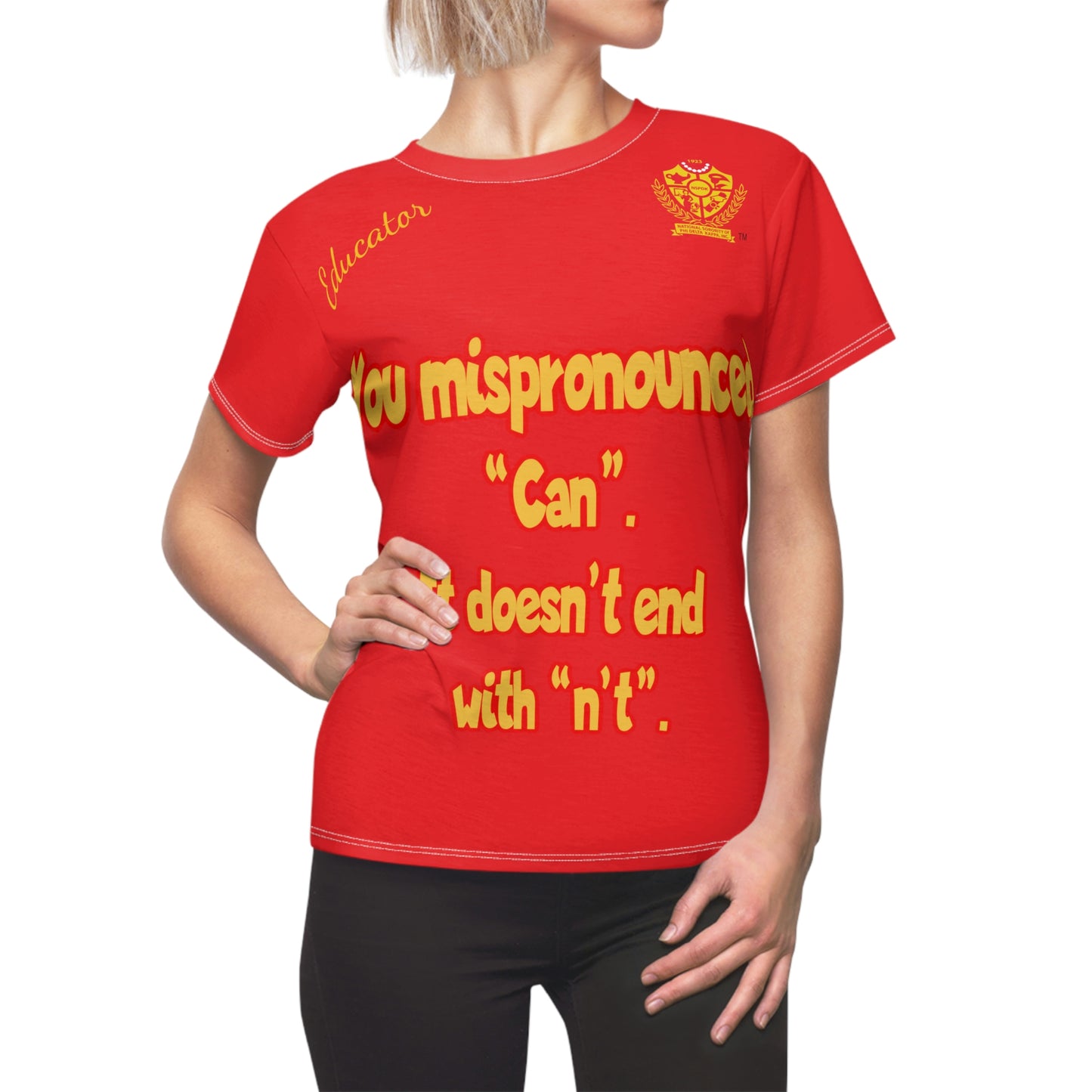 Women's AOP Popular Quote Tee Red 4