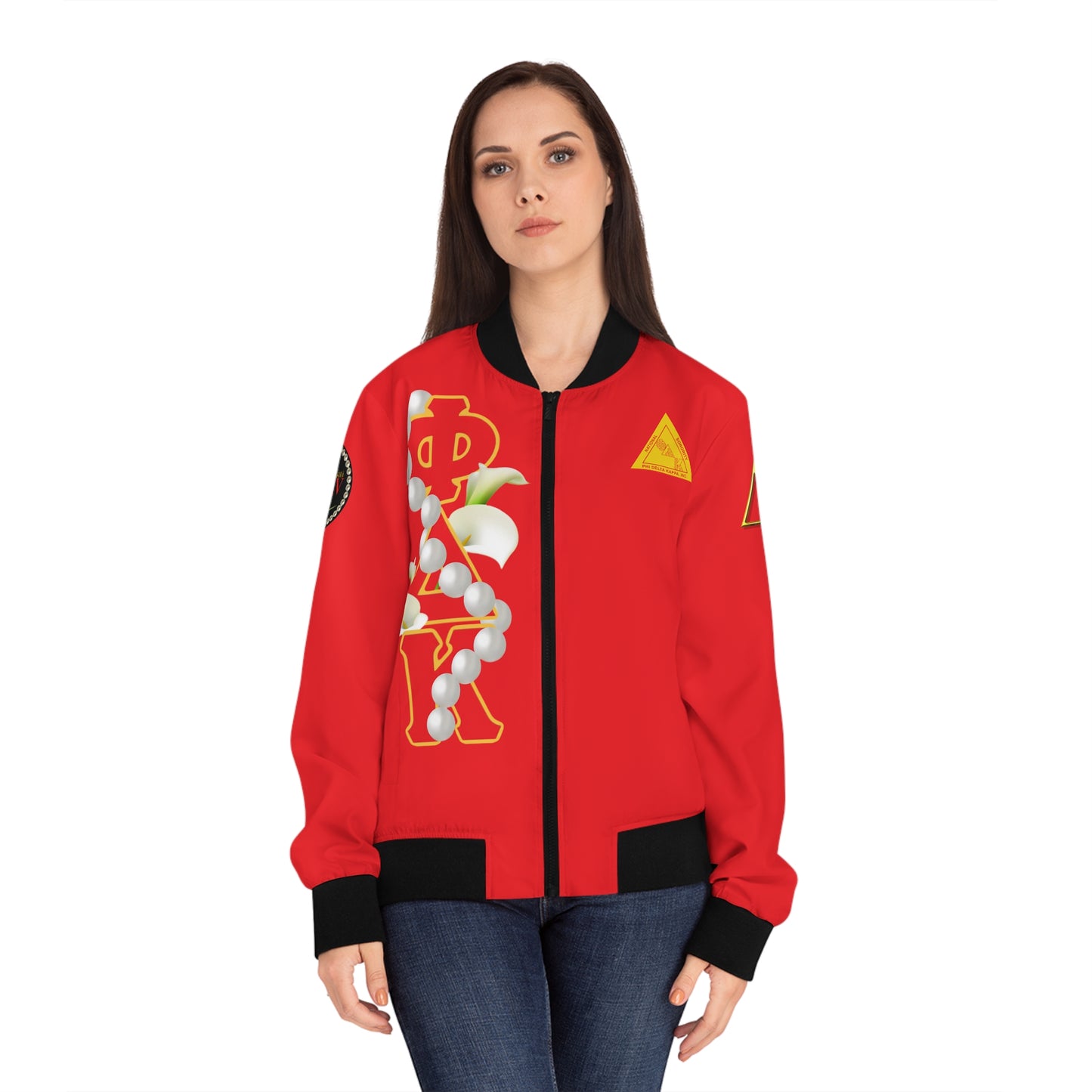 Women's Bomber Jacket (AOP) Delta Pi Felicitous XIV 1