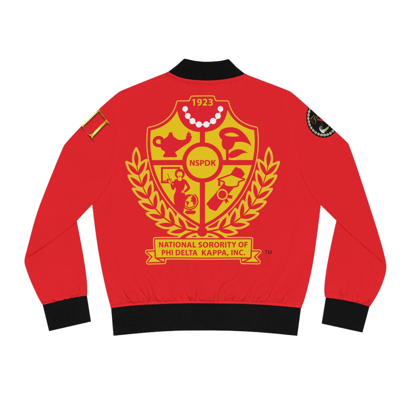 Women's Bomber Jacket (AOP) Delta Pi Felicitous XIV 1