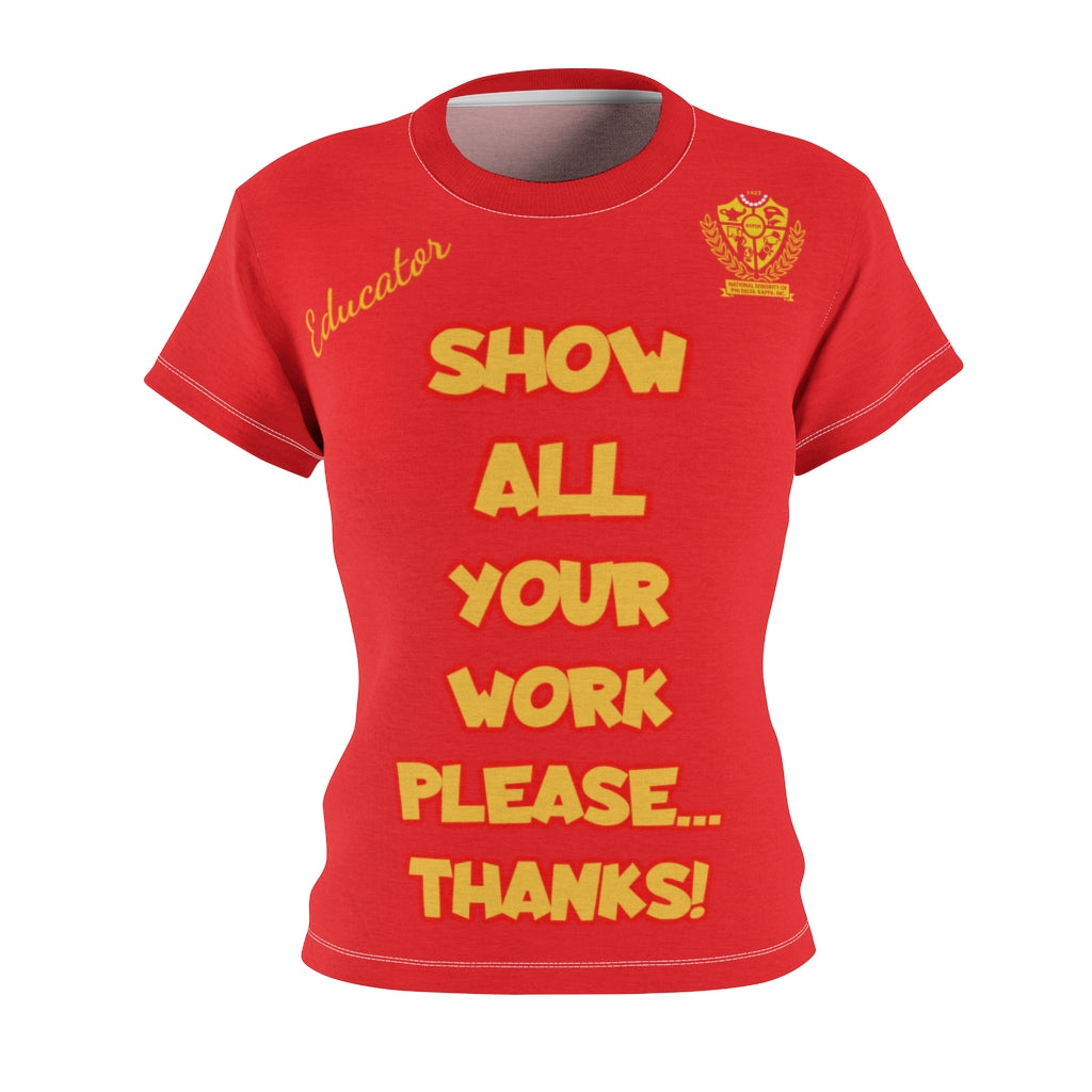 Women's AOP Popular Quote Tee Red 2